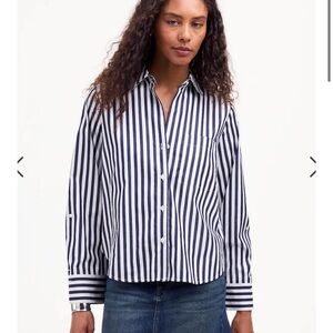 Madewell Easy Y Neck Button up midnight and White - sz XS